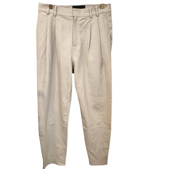 SPRWMN high-rise lamb leather cream trousers size large - Picture 2 of 10